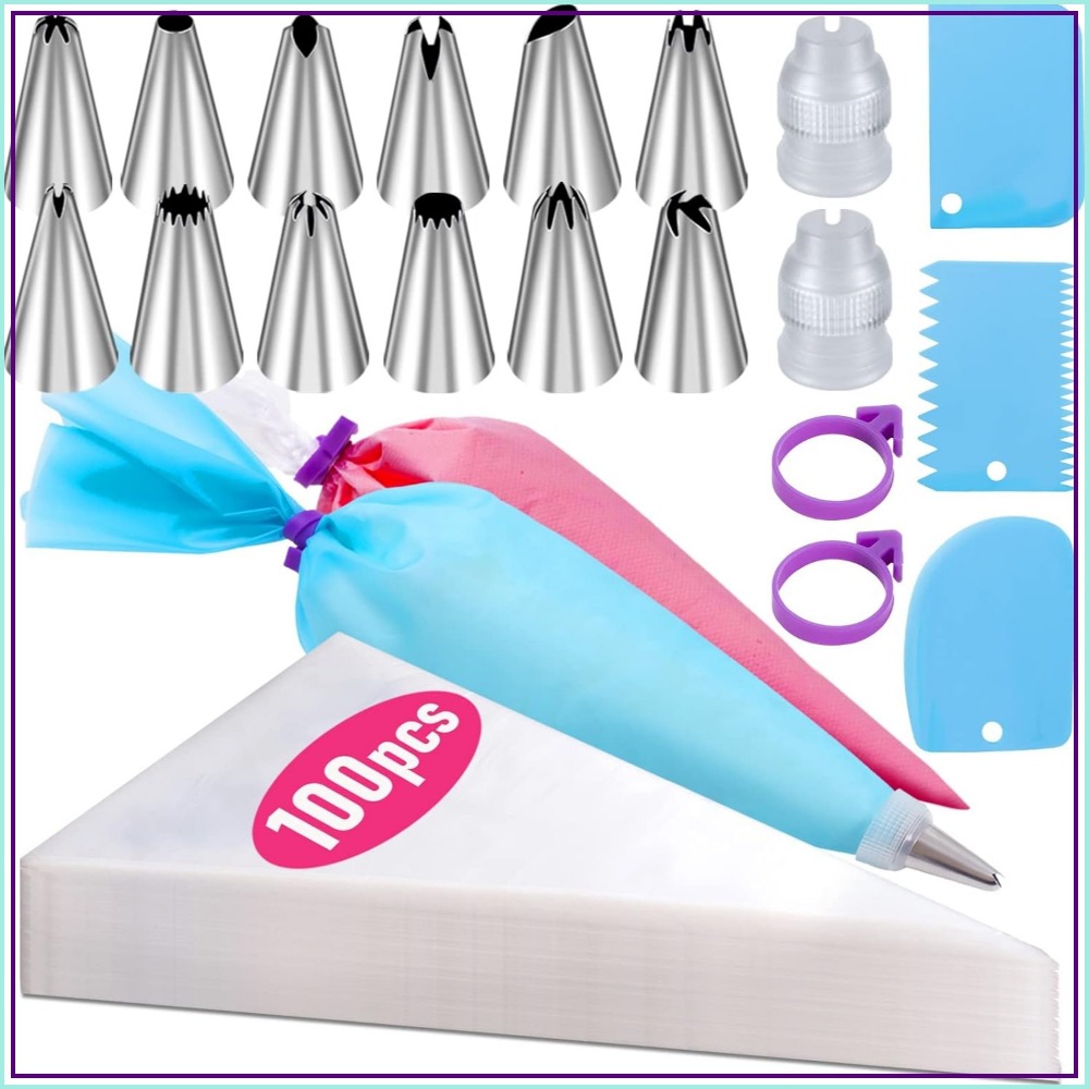 Decorating Tip Set - 100 szt. Jednorazowych worków cukierniczych i