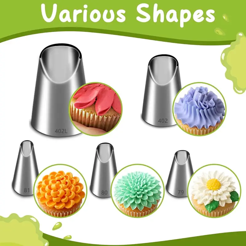 Kitchen Equipment For Baking - Zestaw 5 dysz ze stali nierdzewnej